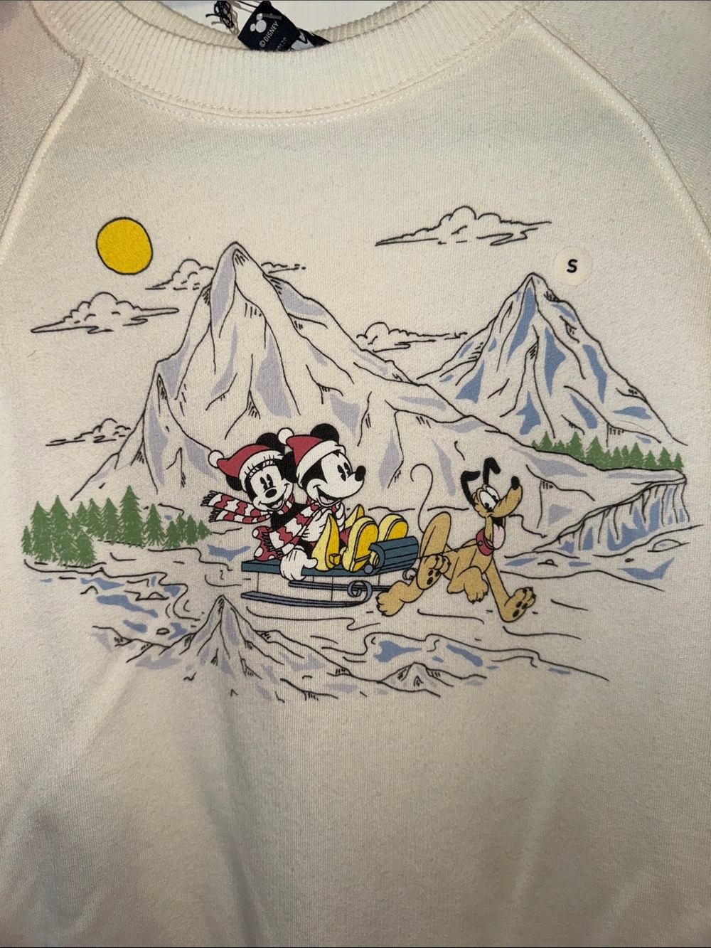 NWT Disney x AE Crewneck Sweatshirt with Ski Cartoon Graphic - Picture 3 of 7